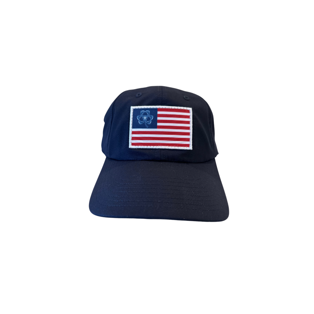 USA Flag Shamrock Fish Hat - UPF 35 Adjustable Velcro Strap